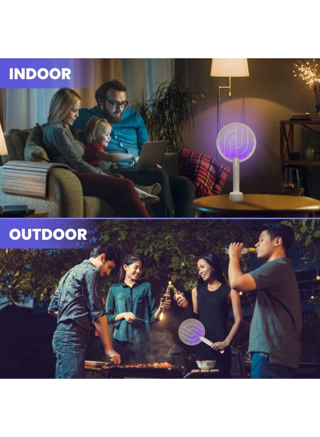 LiBa Rechargeable Bug Zapper Electric Fly Swatter with Type-C Charging, LED Battery Indicator, 1800mAh Power, 4000V Grid & 10 UV Lights, Indoor Outdoor Mosquito Killer Racket - Image 5